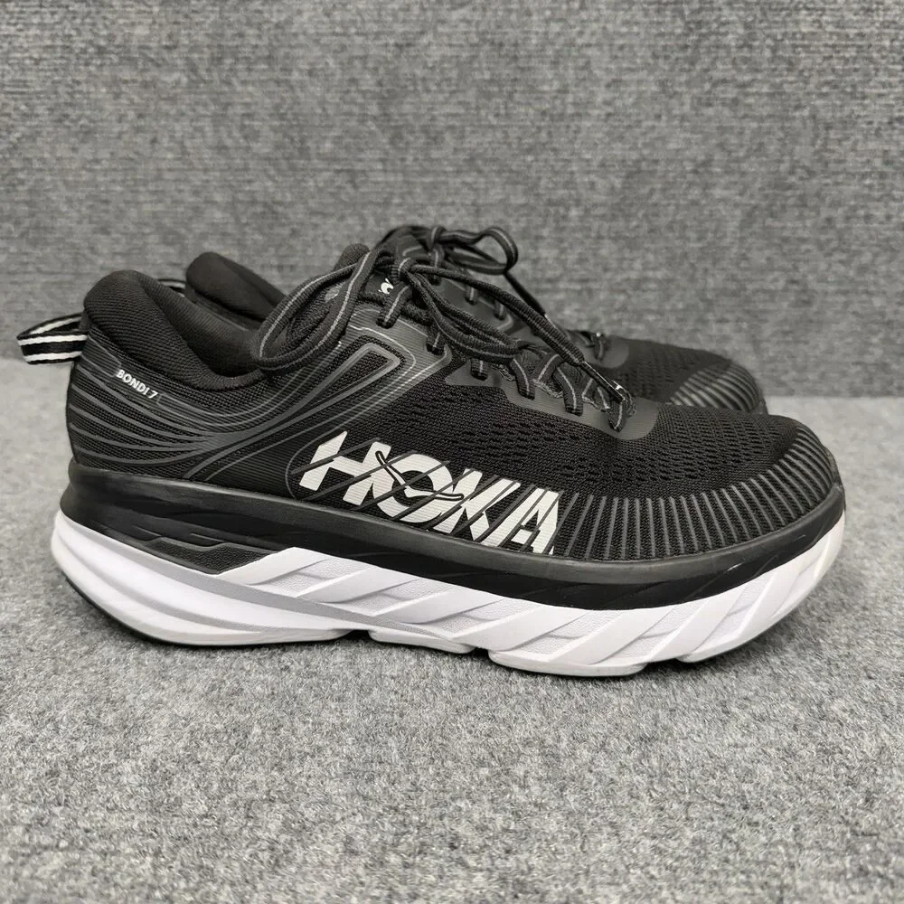 Hoka One One Bondi 7 Mens Running Shoes Black White Sneakers 8.5 US 1110518